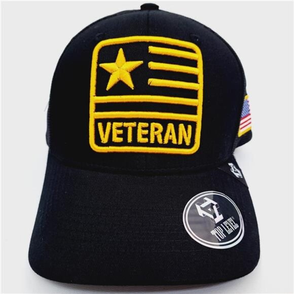 Retro Patriotic US Army Veteran Hat USA Made Flag Vet Emblem Cap Pride Courage